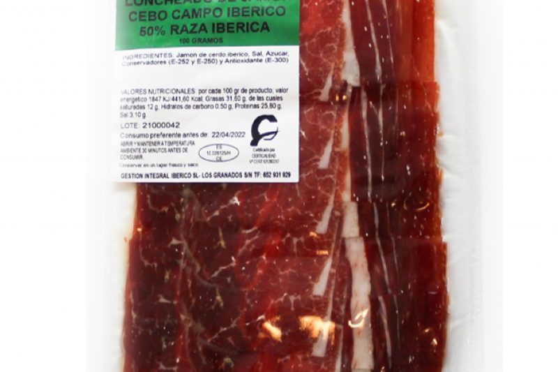 Medio Jamón Cebo Campo 50% Raza Ibérica. 15 sobres